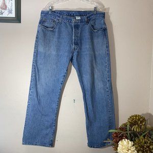 Levis 501 Button Fly 40x30 90s Tag Vintage Light Wash Raw Distressed Hems Jeans